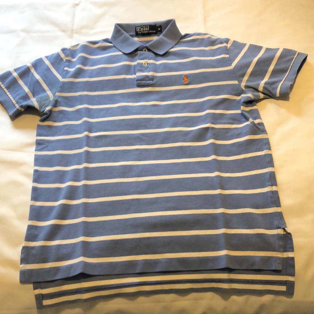Polo Ralph Lauren Blue and White Striped Polo Shirt - Picture 2 of 4
